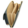 Side Angle Internal Compartment View Of the Teal Crossbody Phone Wallet for Women
