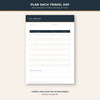 Example page from the Printable Travel Planner and Packing Checklist PDF showcasing daily itinerary layout.