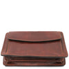 Angled View Of The Brown Mens Leather Wrist Bag