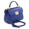 Angled View Of The Blue Designer Handbag