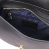 Internal Zip Pocket View Of The Black Designer Shoulder Bag
