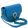 Angled View Of The Blue Designer Shoulder Bag