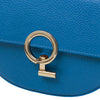 Twist Lock Closure View Of The Blue Designer Shoulder Bag