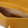 Internal Zip Pocket View Of The Mustard Designer Shoulder Bag