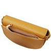 Rear Zip Pocket View Of The Mustard Designer Shoulder Bag