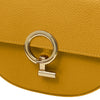 Twist Lock Closure View Of The Mustard Designer Shoulder Bag