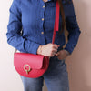 Woman Posing With The Blue Designer Shoulder Bag