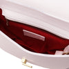 Internal Zip Pocket View Of The White Designer Shoulder Bag