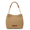 Front View Of The Cognac Designer Bucket Bag