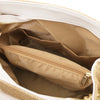 Internal Pocket View Of The White Designer Bucket Bag