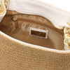 Internal Zip Pocket View Of The White Designer Bucket Bag