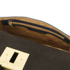 Internal Zip Pocket View Of The Dark Blue Designer Handbag