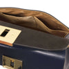 Internal Pocket View Of The Dark Blue Designer Handbag
