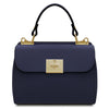 Front View Of The Dark Blue Designer Handbag