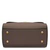 Underneath View Of The Dark Taupe Designer Handbag
