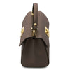 Side View Of The Dark Taupe Designer Handbag