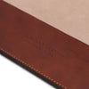 The Leather Desk Pad featuring a handmade finish, showing craftsmanship in full grain vegetable tanned leather.