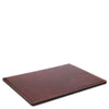 Desk Pad made of full grain hand stained leather, designed to protect desktops and provide a smooth writing surface.
