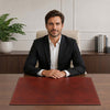 Elegant Desk Pad showcased on a desk with a professional man in a suit, perfect for corporate gifting.