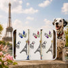 Handkerchief - Dog And Eiffel Tower Gift Tin featuring playful designs and a Dalmatian in front of the Eiffel Tower.