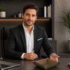 Stylish Desk Tray displayed on an office desk with a man in a suit, perfect for organizing personal items.