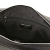 Internal Zip Pocket View Of The Black Executive Leather Bag