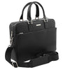 Angled And Shoulder Strap View Of The Black Executive Leather Bag