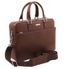 Angled And Shoulder Strap View Of The Coffee Executive Leather Bag