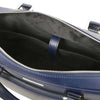 Internal Pocket View Of The Dark Blue Executive Leather Bag