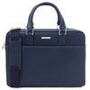 Front View Of The Dark Blue Executive Leather Bag