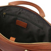 Internal Zip Pocket View Of The Brown Executive Leather Briefcase