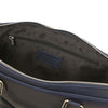 Internal Zip Pocket View Of The Dark Blue Executive Leather Briefcase