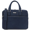 Front View Of The Dark Blue Executive Leather Briefcase