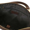 Internal Zip Pocket View Of The Dark Brown Executive Leather Briefcase