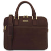 Front View Of The Dark Brown Executive Leather Briefcase