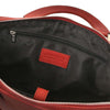Internal Zip Pocket View Of The Red Executive Leather Briefcase