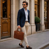 Man Posing With The Brown Executive Leather Briefcase