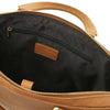 Internal Zip Pocket View Of The Natural Executive Leather Briefcase
