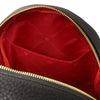 Internal Pocket View Of The Black Genuine Leather Backpack