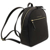 Angled View Of The Black Genuine Leather Backpack