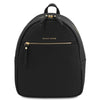 Front View Of The Black Genuine Leather Backpack