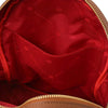 Internal Pocket View Of The Cognac Genuine Leather Backpack