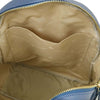 Internal Pocket View Of The Denim Genuine Leather Backpack