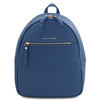 Front View Of The Denim Genuine Leather Backpack