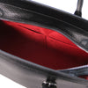 Internal Pocket View Of The Black Genuine Leather Handbag