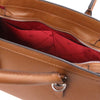 Internal Pocket View Of The Cognac Genuine Leather Handbag