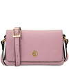 Biscuit Genuine Leather Shoulder Bag in soft ballet pink with adjustable strap and gold logo detail.
