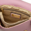 Interior view of the Genuine Leather Shoulder Bag featuring a zip pocket. Small Leather Crossbody Bag.