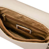 Interior view of Genuine Leather Shoulder Bag featuring spacious compartments and a secure zipper pocket. Small Leather Crossbody Bag.