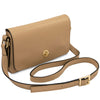 Genuine Leather Shoulder Bag with gold logo and adjustable strap, perfect for stylish outings.